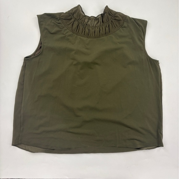 Calvin Klein Dark Green Ruffle Neck Blouse - Picture 6 of 6